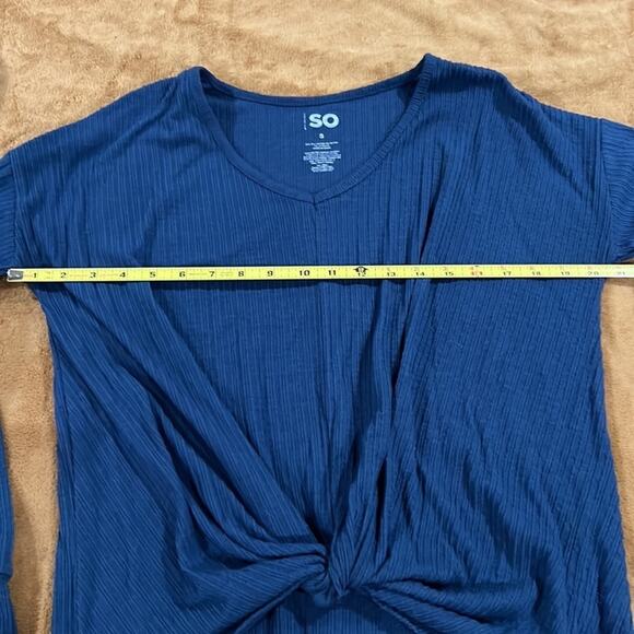 So Tie Front Sweater Womens Small Blue Soft - Picture 8 of 10